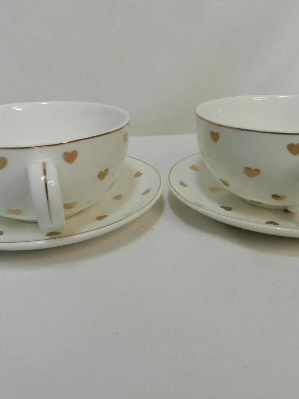 Elegance Gold Hearts Teacup tea cup & saucer mug cup set 2 place settings dish